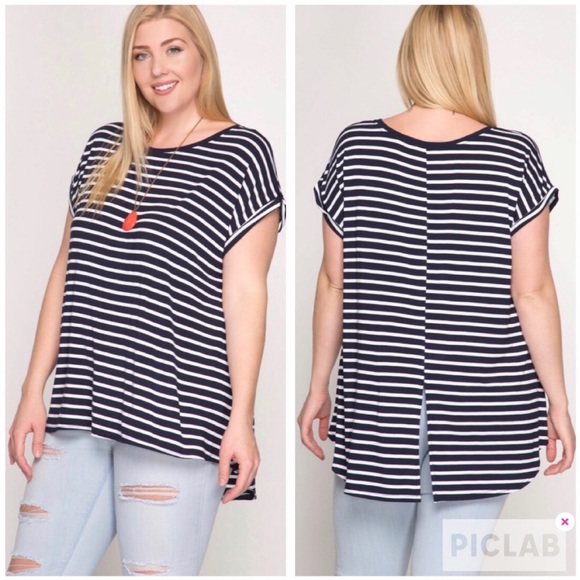 • H P • Sale• Drop Shoulder Split Back Top - Picture 3 of 5